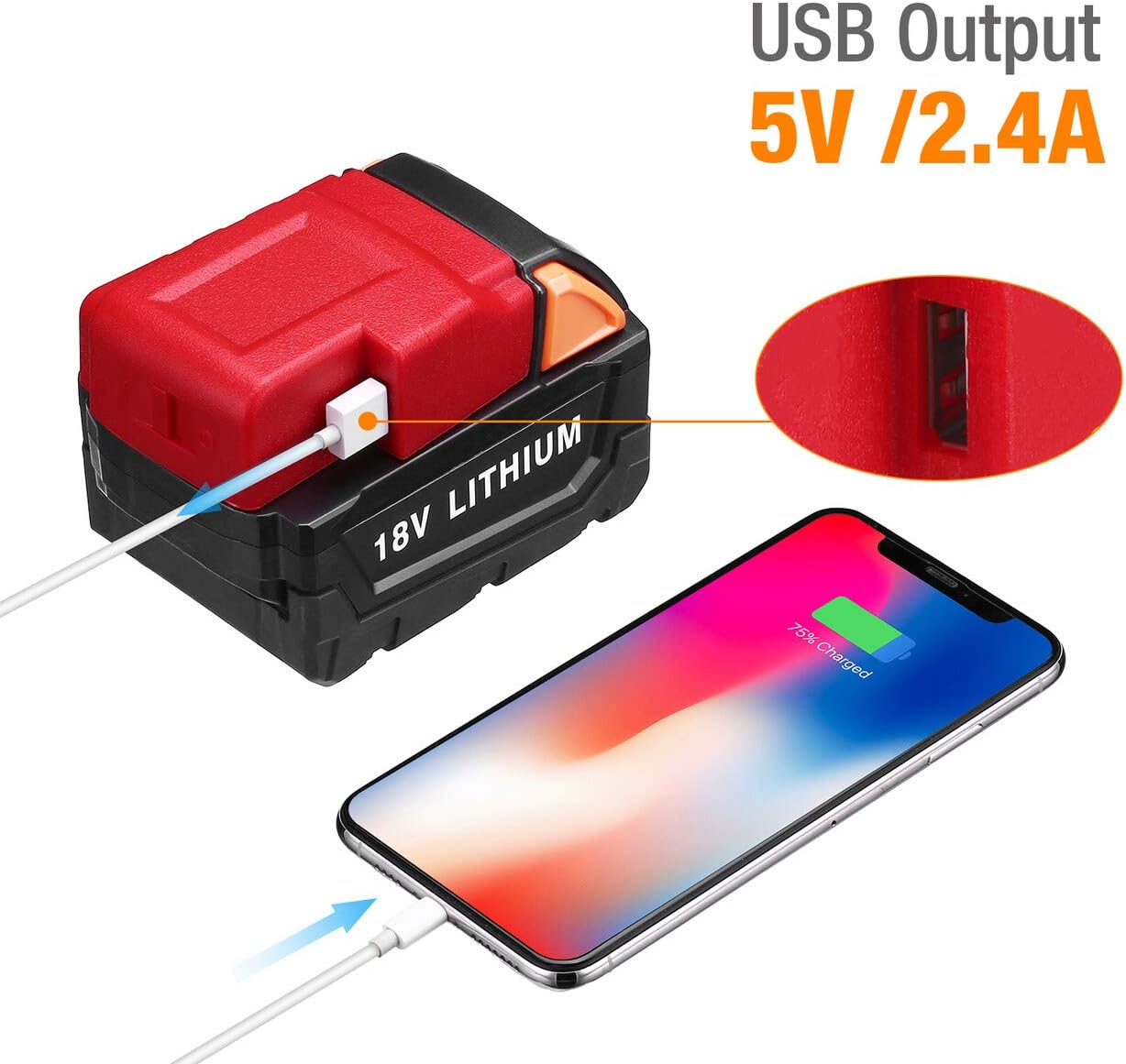 Replacemen for M18 Battery Charger Adapter,Compatible with Milwaukee 18V | for 49-24-2371 M18 Power Tools Battery Charger Adapter, with USB