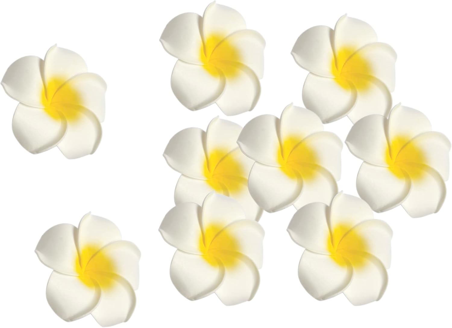 Healthcom 100 Pcs 2.4 Inch White Artificial Plumeria Rubra Hawaiian Flower Petals Hair Hat Wreath Floral Premium Hawaiian Foam Frangipani Flowers for DIY Home Beach Wedding Party Decoration