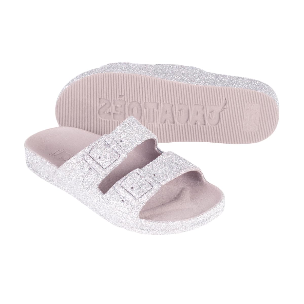CACATOES Sandales plates Enfant TRANCOSO - Claquettes confortables et antidérapantes - Argent - 29/30
