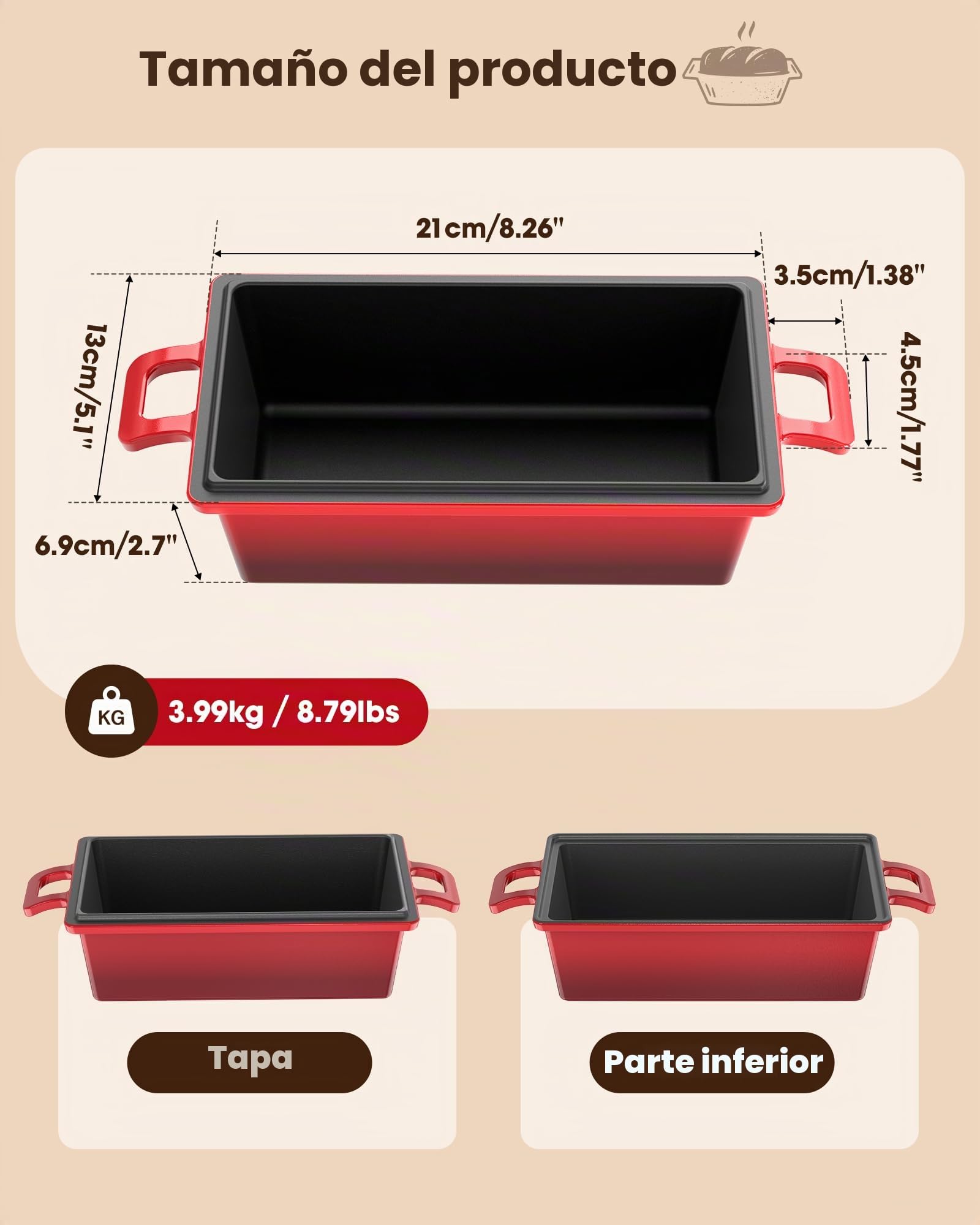 iHomara Molde para pan con tapa – 21 cm, olla de hierro fundido para hornear pan, molde 2 en 1 que se puede usar tanto como bandeja de horno de hierro fundido como como olla para pan | Pan, olla de hierro fundido para hornear pan, molde de hierro fundido,