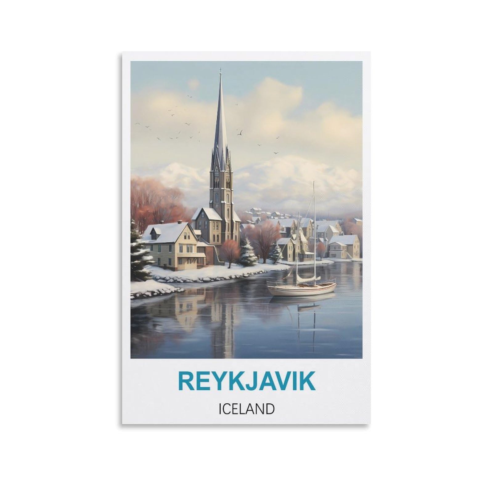 Vintage Metal Tin Signs,Reykjavik Icelands Vintage Signs Home Kitchen Rustic Travel Metal Signs Wall Art Decor 30x30cm