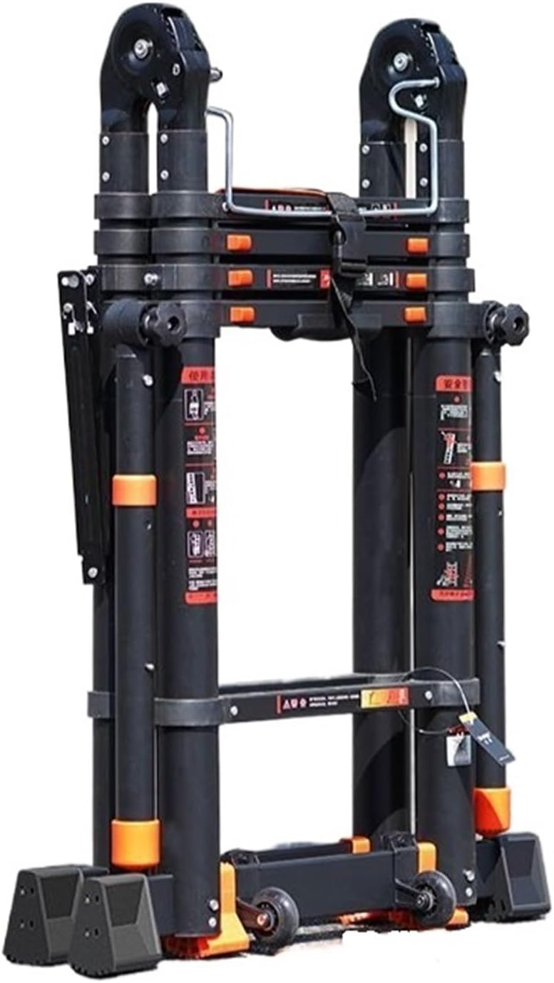 attic ladders Adjustable Foldable Ladder with Support Bar and Pulley Aluminum Extension Ladder for Loft Roof Outdoor Use(2.1+2.1=4.2m)