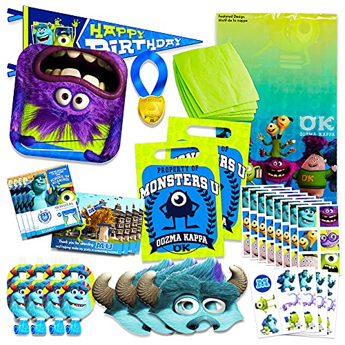 Monsters Inc Party Supplies Ultimate Set -- Plates, Cups, Napkins, Table Cover, Stickers and More