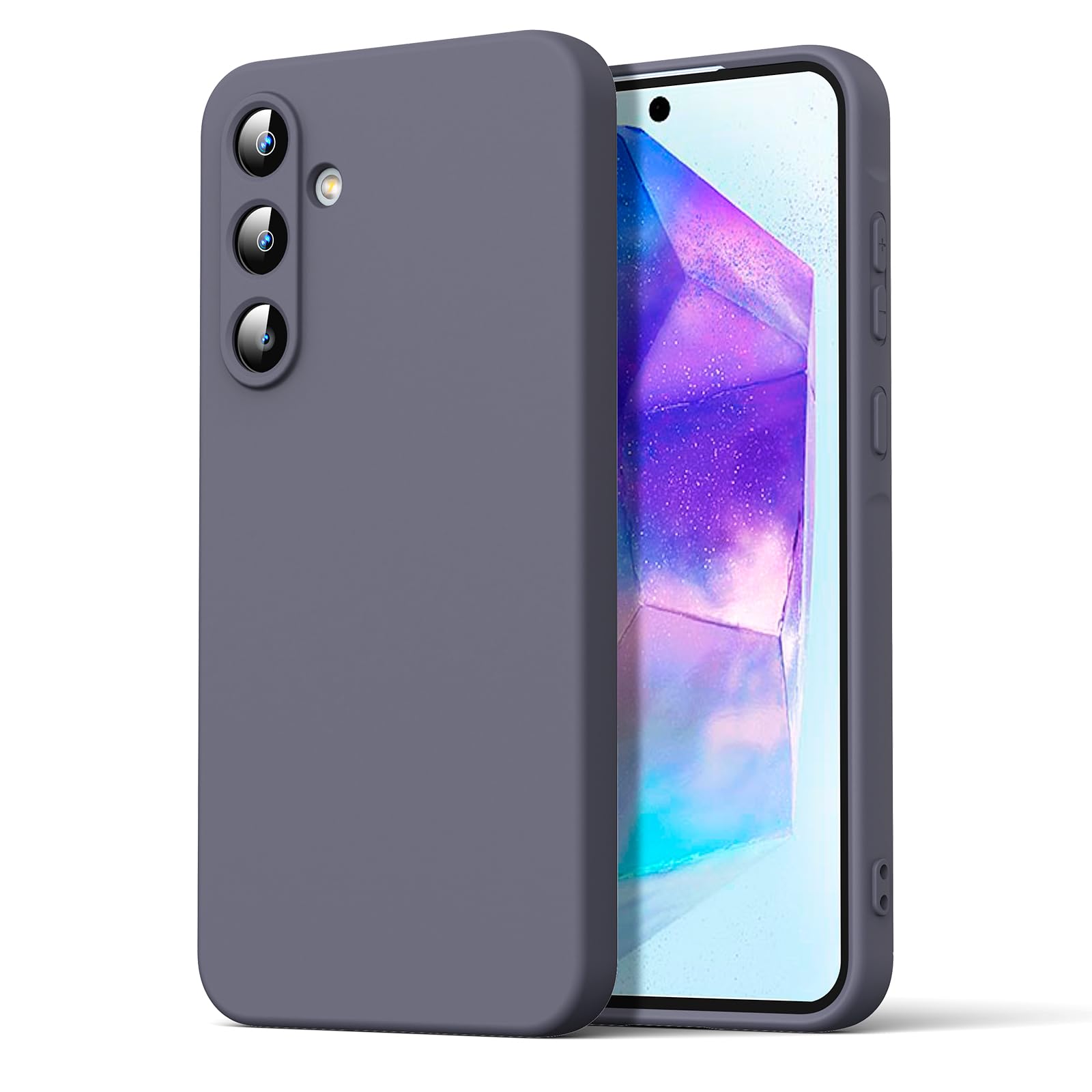 Byvuwiay Cover per Samsung Galaxy A55 5G, Morbida Silicone Liquida TPU Protettivo Ultra Slim Custodia Antiurto, Custodia Compatibile con Samsung Galaxy A55 5G - Grigio Scuro