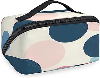 Polka Dots Travel Makeup Bag Open Flat Cosmet...