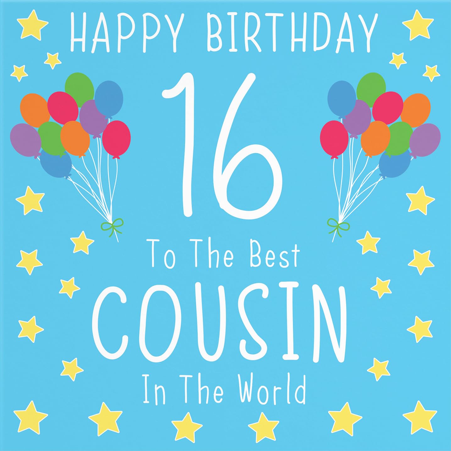 Hunts England Biglietto di auguri per il 16° compleanno del cugino, con scritta in lingua inglese To the best cousin in the world, collezione iconica, standard, 148 x 148 mm