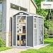 Outsunny Gerätehaus 2,1m², Wasserdicht Gartenhaus mit Boden Pultdach, 131x186x198/172 cm, Geräteschuppen mit Abschließbar Tür, Fenster Fahrradgarage aus Kunststoff, für Hinterhof, Garten, Grau