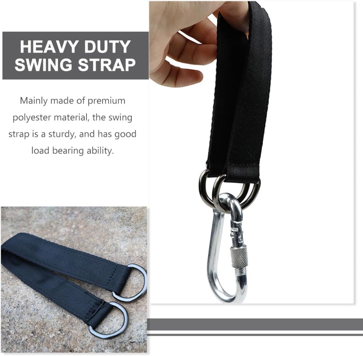 Alasum 6pcs Heavy Duty Swing Straps with Stainless Steel Carabiners Tree Limb Hanging Kit for Hammock and Outdoor Camping Easy Install Safety Ropes for Garden and Backyard Use