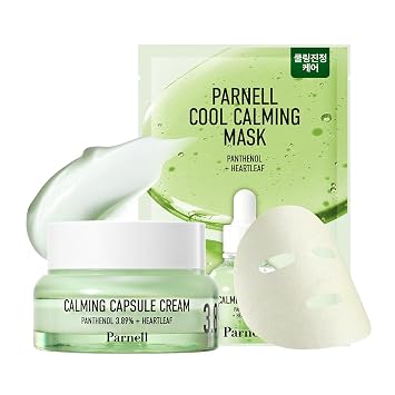Parnell Cooling Relief Set - Refreshing care for post-makeup or tired skin Panthenol Mask 10ea & Toner Pads 60 Count Duo | Cica HL HA Ceramide