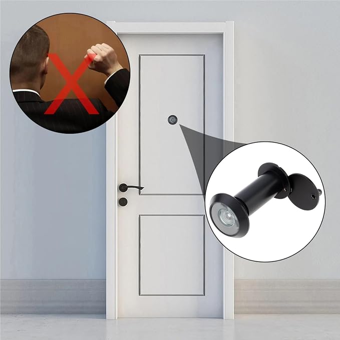 Mirilla de puerta de latón macizo de 2 piezas 180 grados para grosor de 1.33 a 0.3 pulgadas, alta definición, visión de seguridad, color negro miniatura 5
