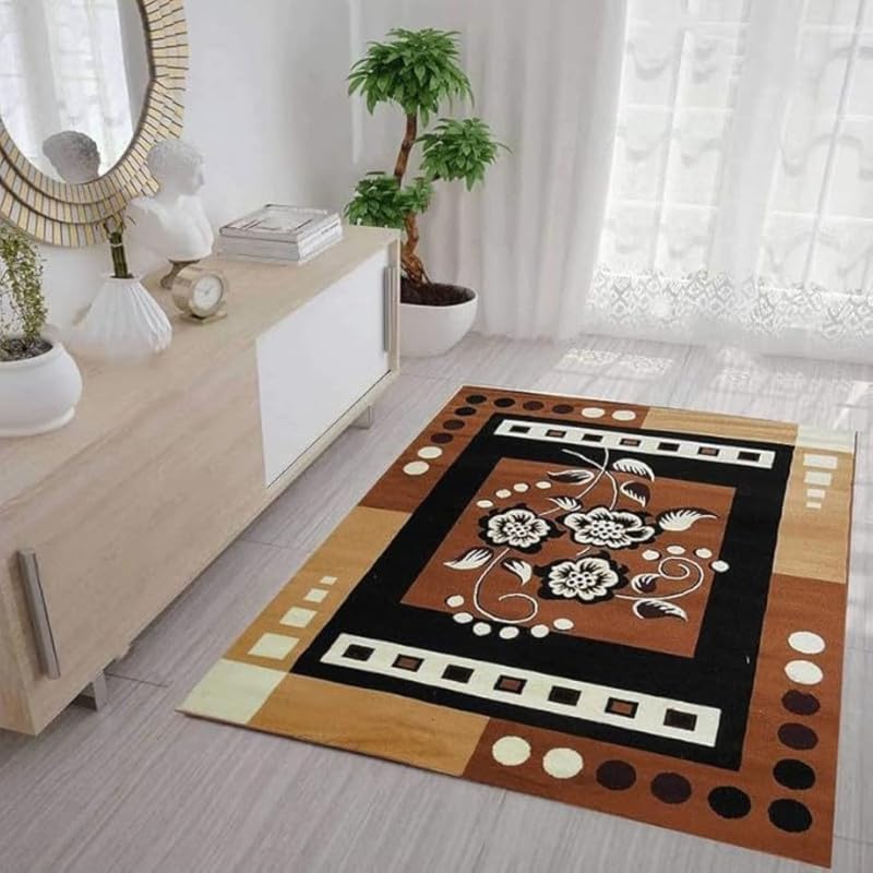 Image of Soft Modern Washable Beautiful Acrylic Rugs for Home Decor Living Room 7x10 feet (210 x 300 CM) Gold