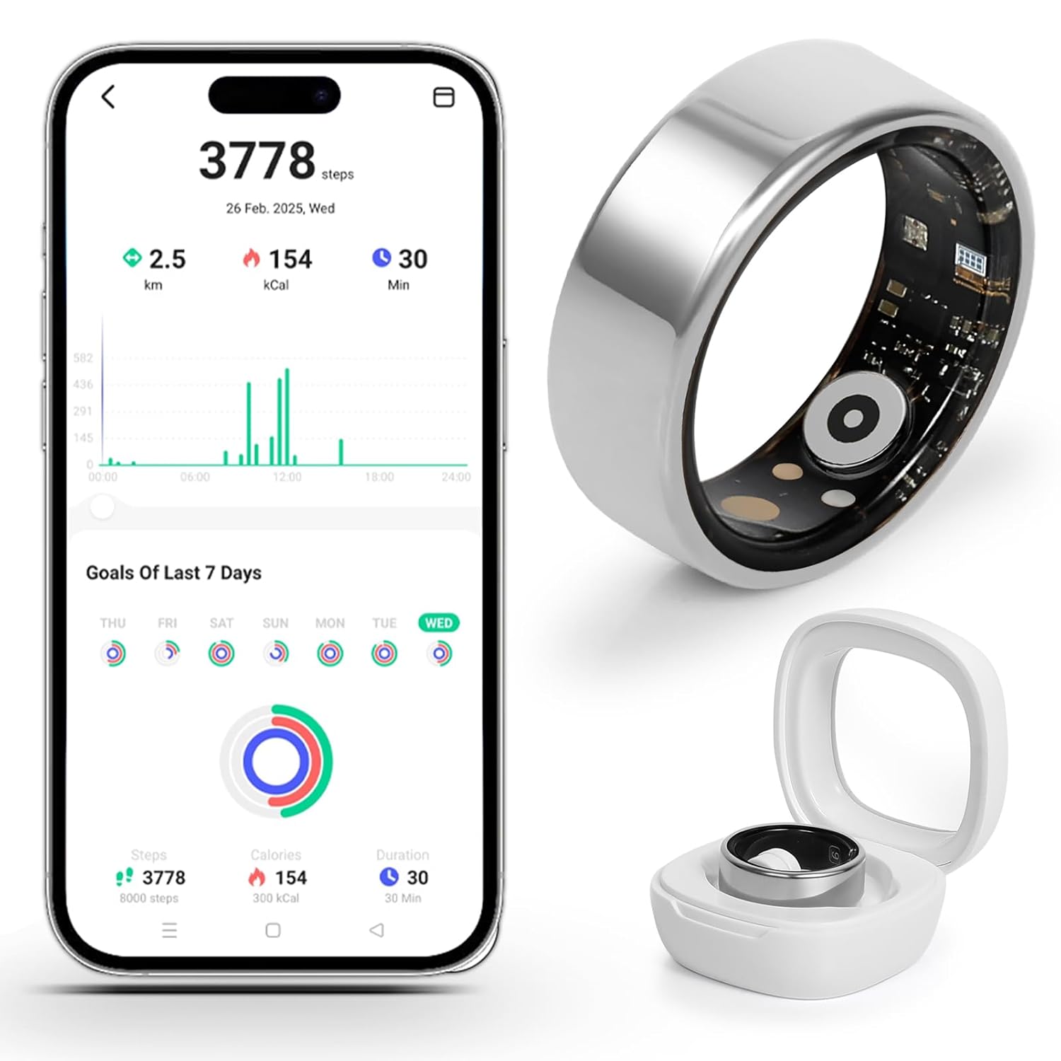Weylmd Smart Ring for Women and Men Fitness Health Smart Ring with Heart Rate and Sleep Tracking Waterproof