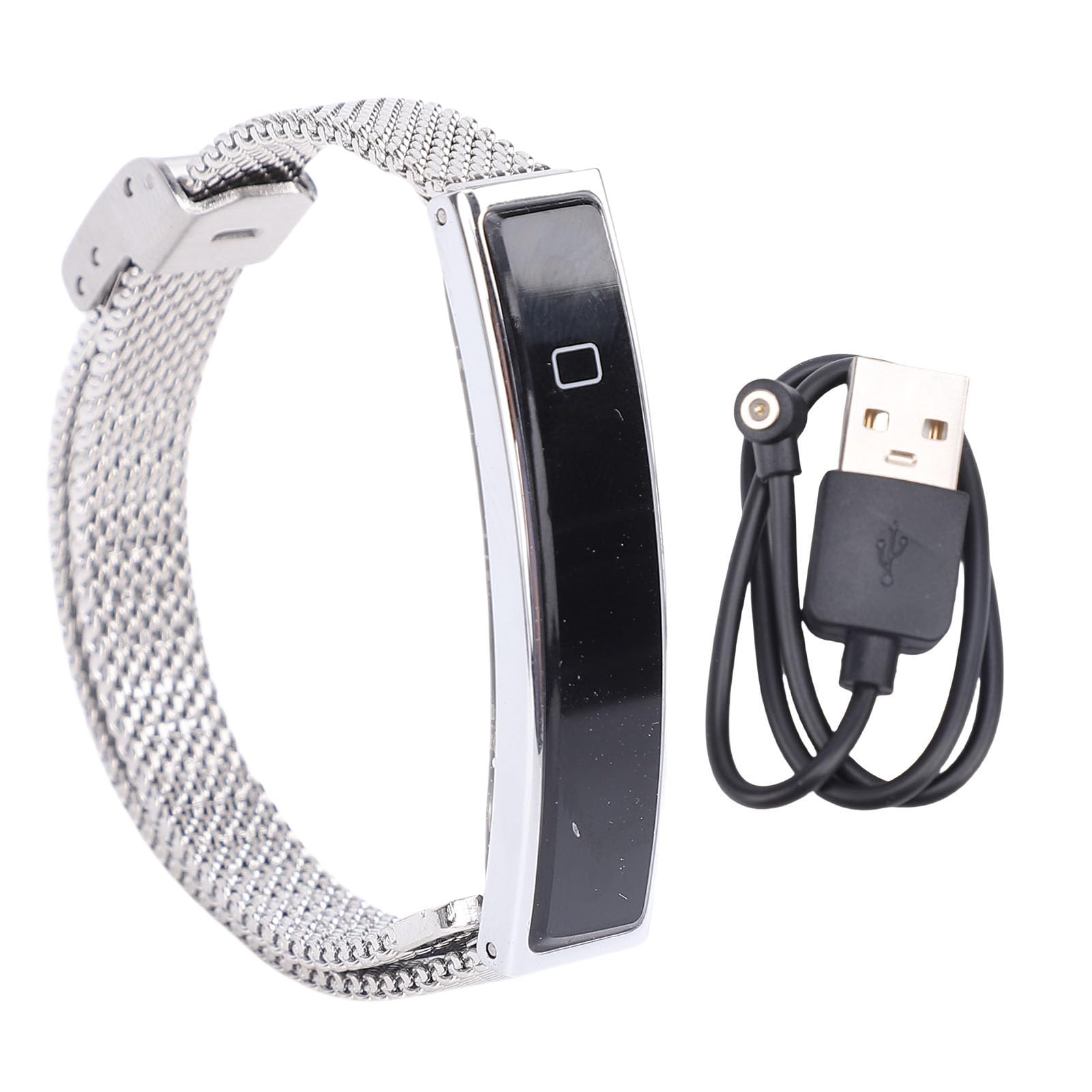 XUMIUZIY Bracciale Intelligente per Uomo Donna, Tracker di attività e Fitness, Supporta Promemoria Chiamate in Arrivo Contapassi, Cinturino Intelligente in Acciaio Resistente All'acqua (SILVER)
