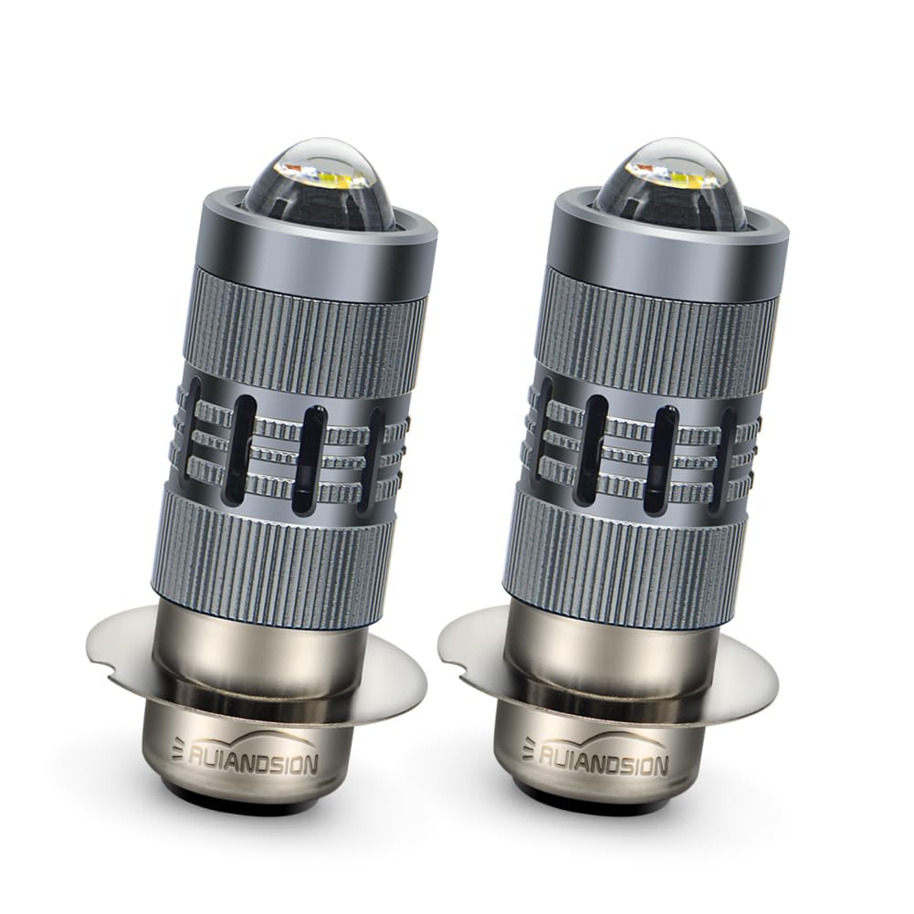 Ruiandsion Lot de 2 ampoules LED P36D pour phare de moto AC 12-36 V/DC 12-80 V Blanc/jaune Super lumineuses 3570 2SMD Puces LED avec lentille de projecteur, faisceau haut-bas pour phare de cyclomoteur