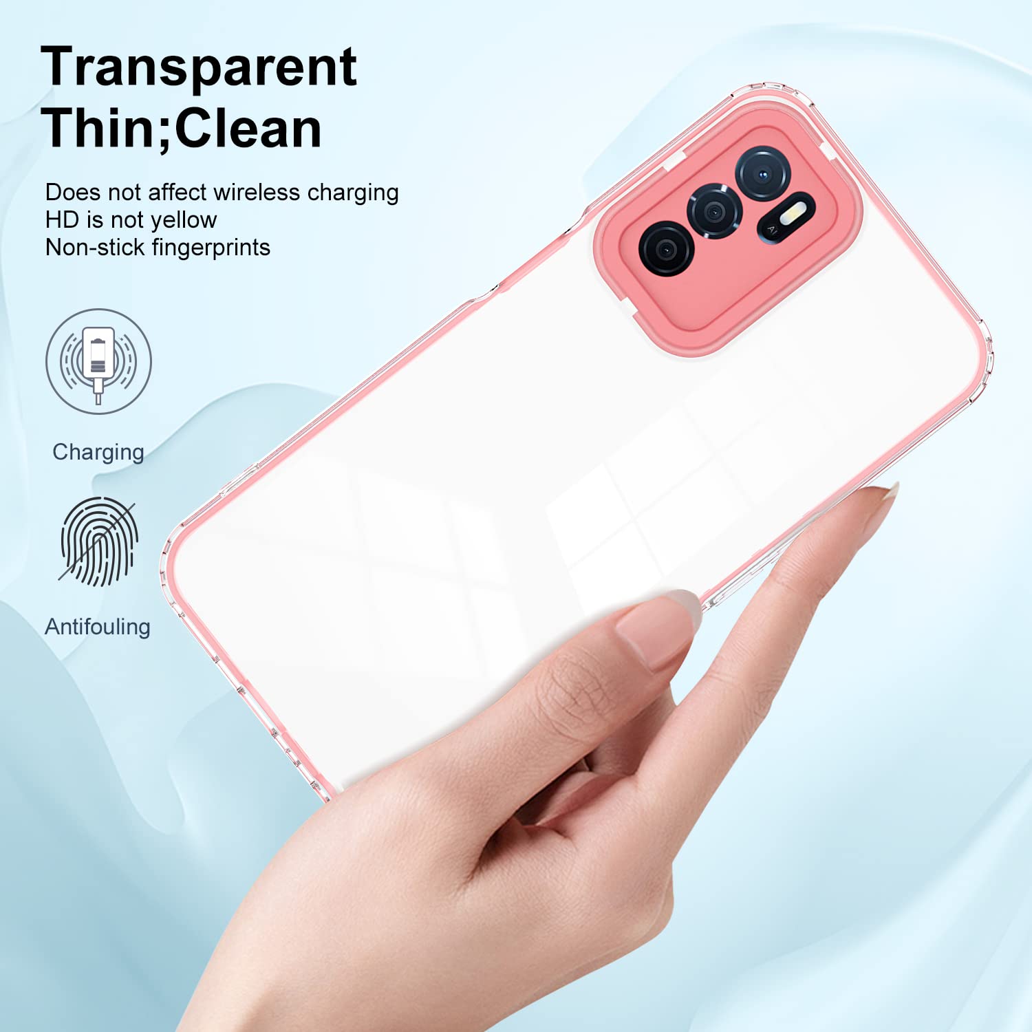 SEEKO Trasparente Cover per Oppo A54s / Oppo A16 / Oppo A16s, [Protezione Schermo Integrata] Rugged Custodia Full Body Antiurto Rigida PC + TPU Sottile Bumper Silicone Case - Nero