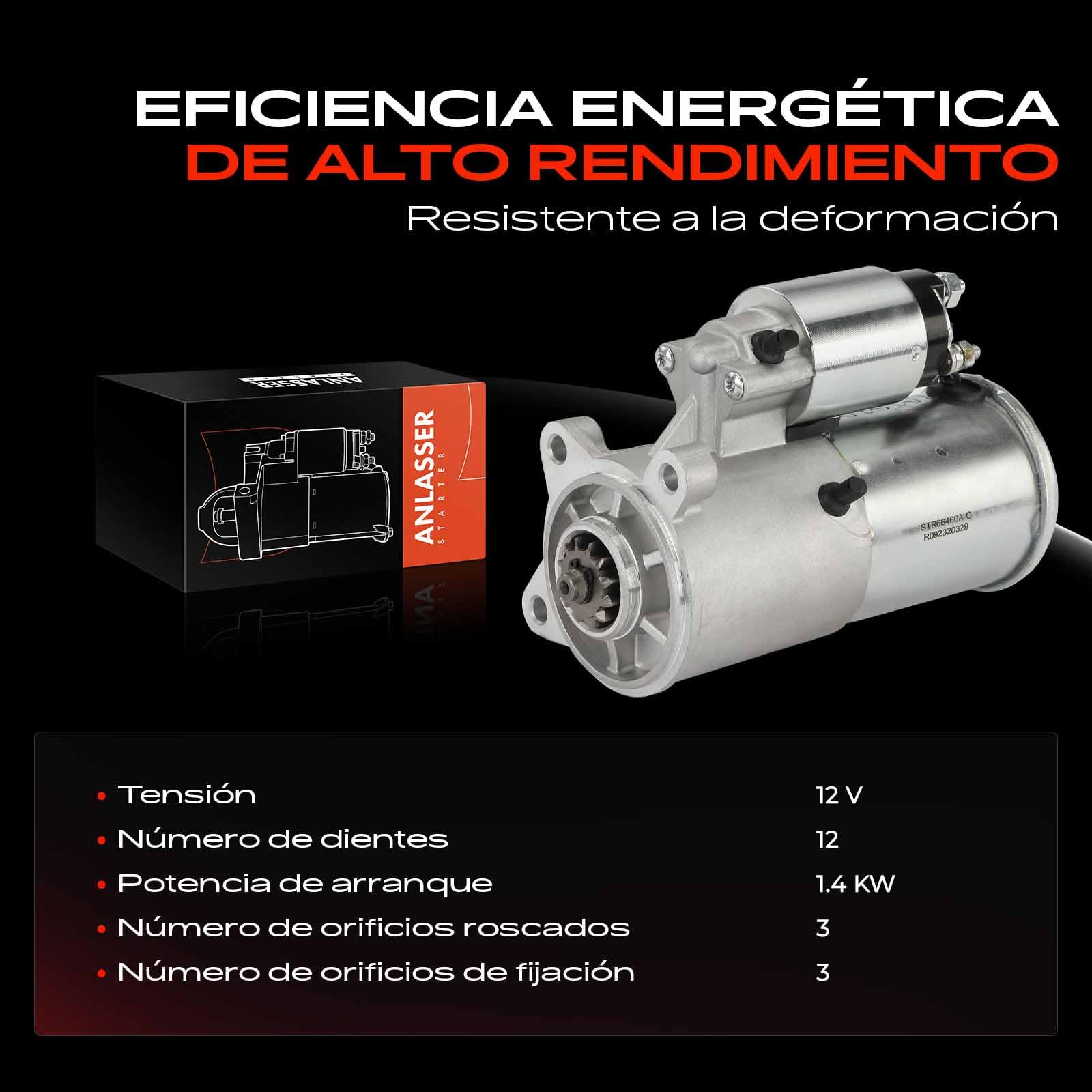 Frankberg Motor de arranque 14 kW 12 V 12 dientes 112608 | Compatible con: M.u.s.t.a.n.g descapotable, M.u.s.t.a.n.g Coupé