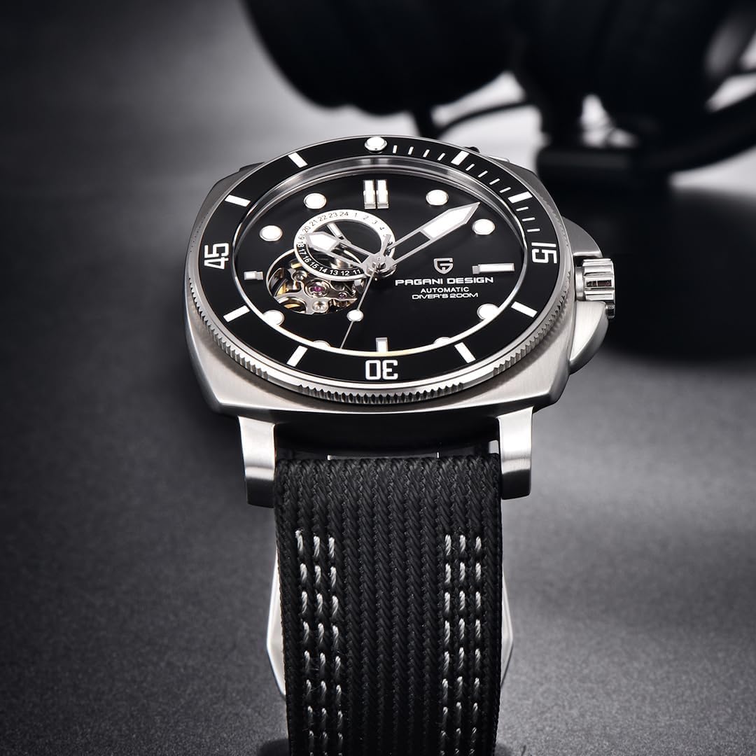 Pagani Design 1736 Automatik Tourbillon Mechanische Uhr Japan NH39 Saphirglas Lederband 200 Meter Taucheruhr Sport Herrenuhren