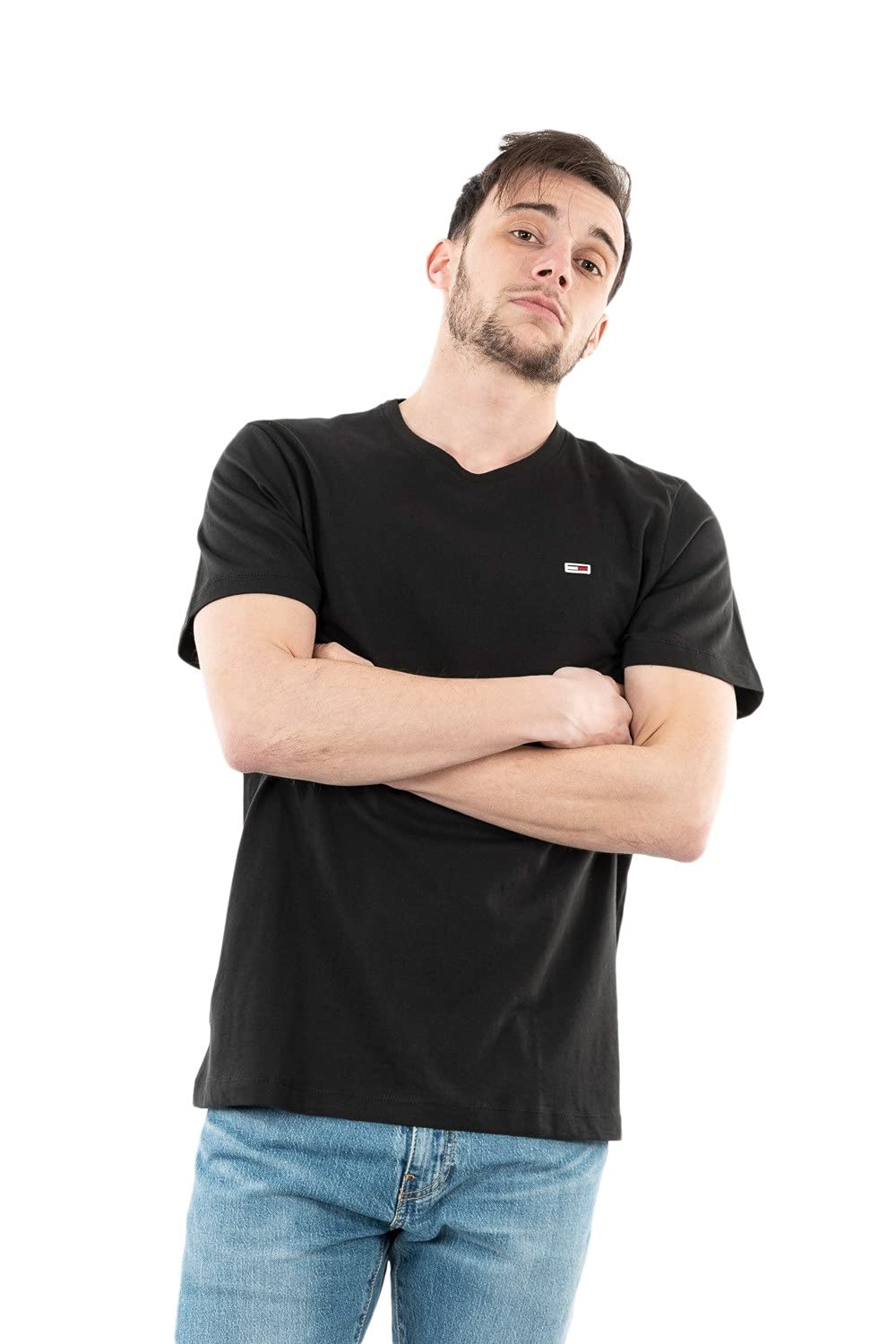 Tommy Jeans Men's Black Original Crew Neck Tee in Size M, Sports Direct