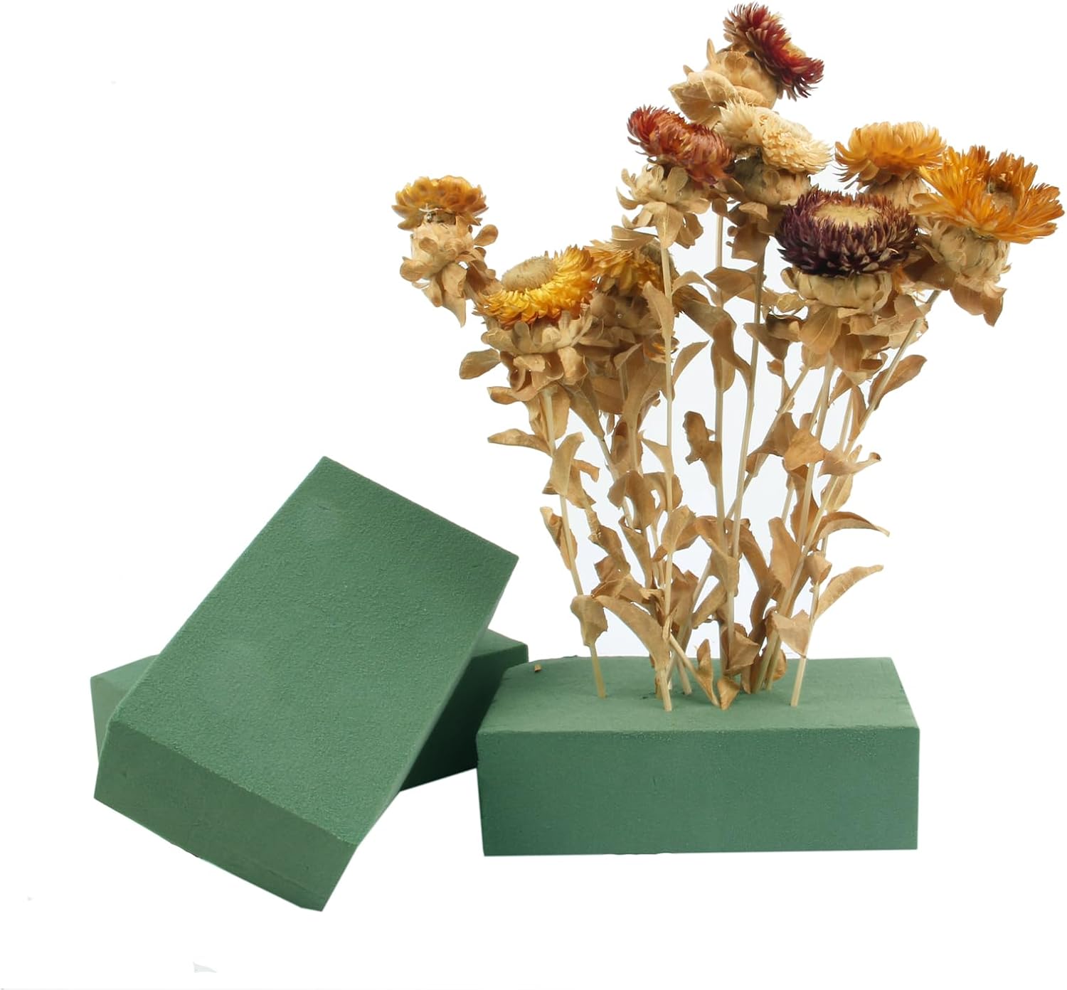 6 Pack Floral Foam Blocks for Fresh and Artificial Flowers | Green Wet Dry Foam for Flower & Florist Supplies, Wedding Decor, Home, Garden (5.5"L x 3.1"W x 1.7"H )