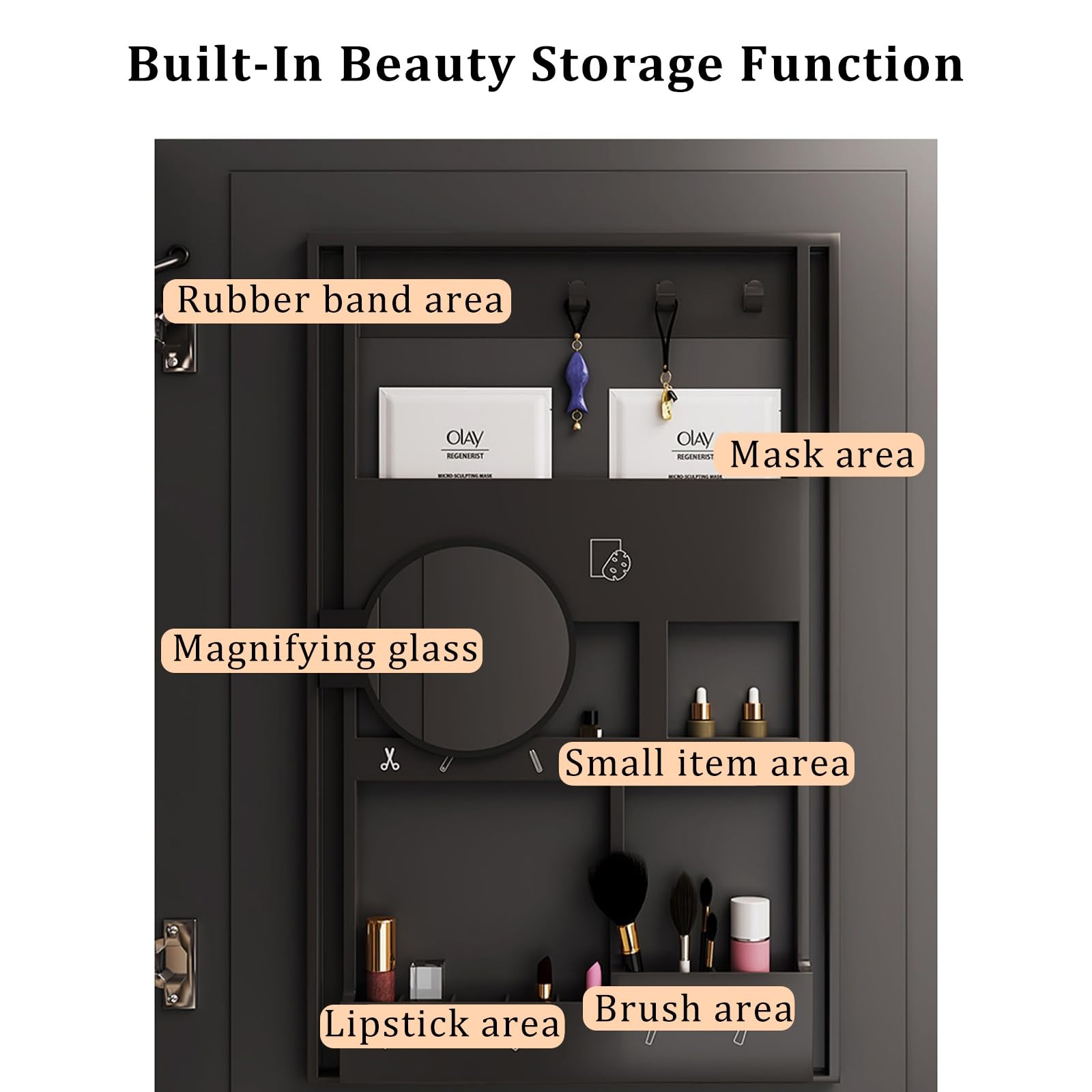Mueble Baño con Espejo Gabinete de Espejo de Baño de Iluminación LED Armario con Espejo Antivaho de Maquillaje 3 Temperaturas de Color Regulables con Mucho Espacio de Almacenamiento(50x14x80cm)