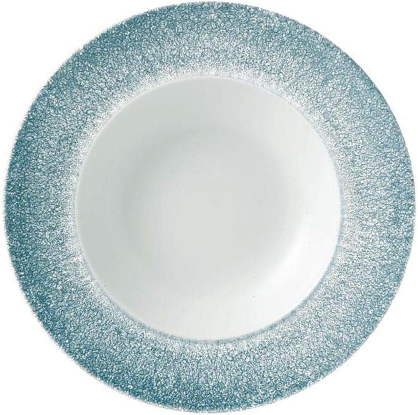 Churchill Super Vitrified DE887 Studio Prints Raku Wide Rim B, Topaz Blue (Pack of 12)