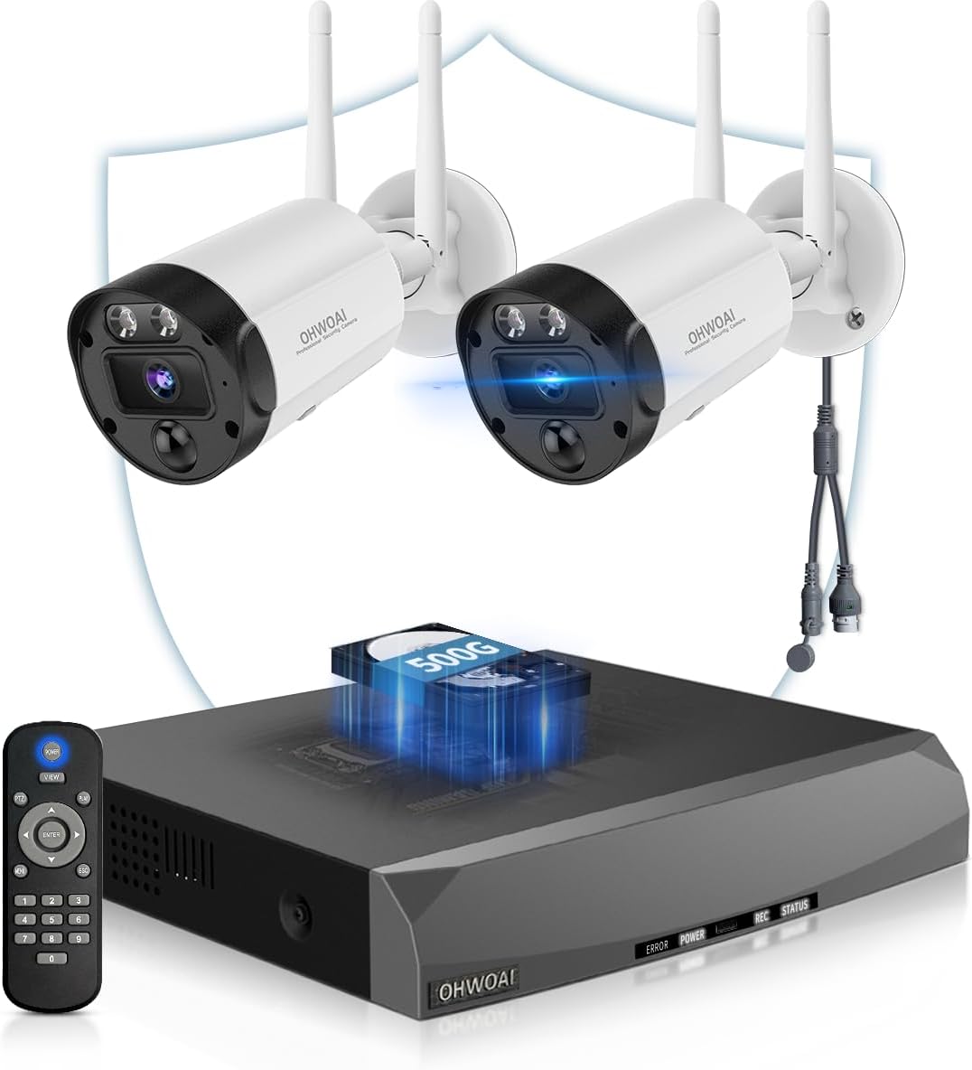 《130°Wide Angle》 4K Ultra HD Security Cameras Wireless Outdoor, Home WiFi Video Security System, Wireless IP Camera Surveillance DVR Kits