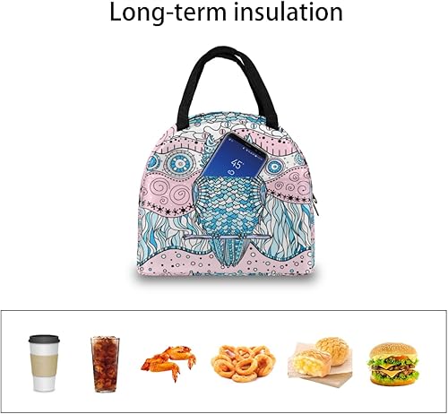 Miniatura 6 de Mandala Lunch Tote Bag for Women Adult Men Zentangle Insulated Lunch Box Small Leakproof Cute Lunchbox Cooler Bag Reusable Lunch Bag for Work Travel