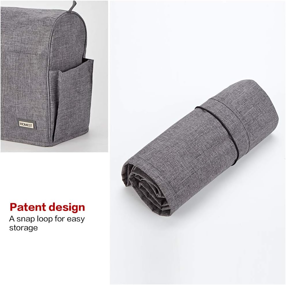 HOMEST Grey Sewing Machine Dust Cover with Storage Pockets, Compatible with Most Standard Singer and Brother Machines