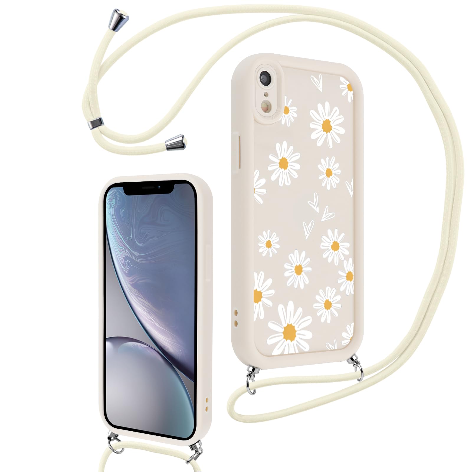 AOMYKE Cover per iPhone XR con Cordino, Custodia con Laccio Collana Tracolla Collo Liquido Silicone Antiurto TPU Antiurto AntiGraffio Case - Nero