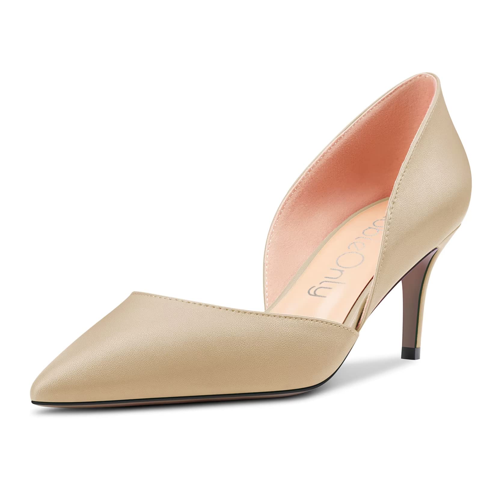 NobleOnly Mujer Aguja Medio Heel Puntiaguada Punta Pumps Two-Piece Slip-on de Boda Sexy 6 CM Heels