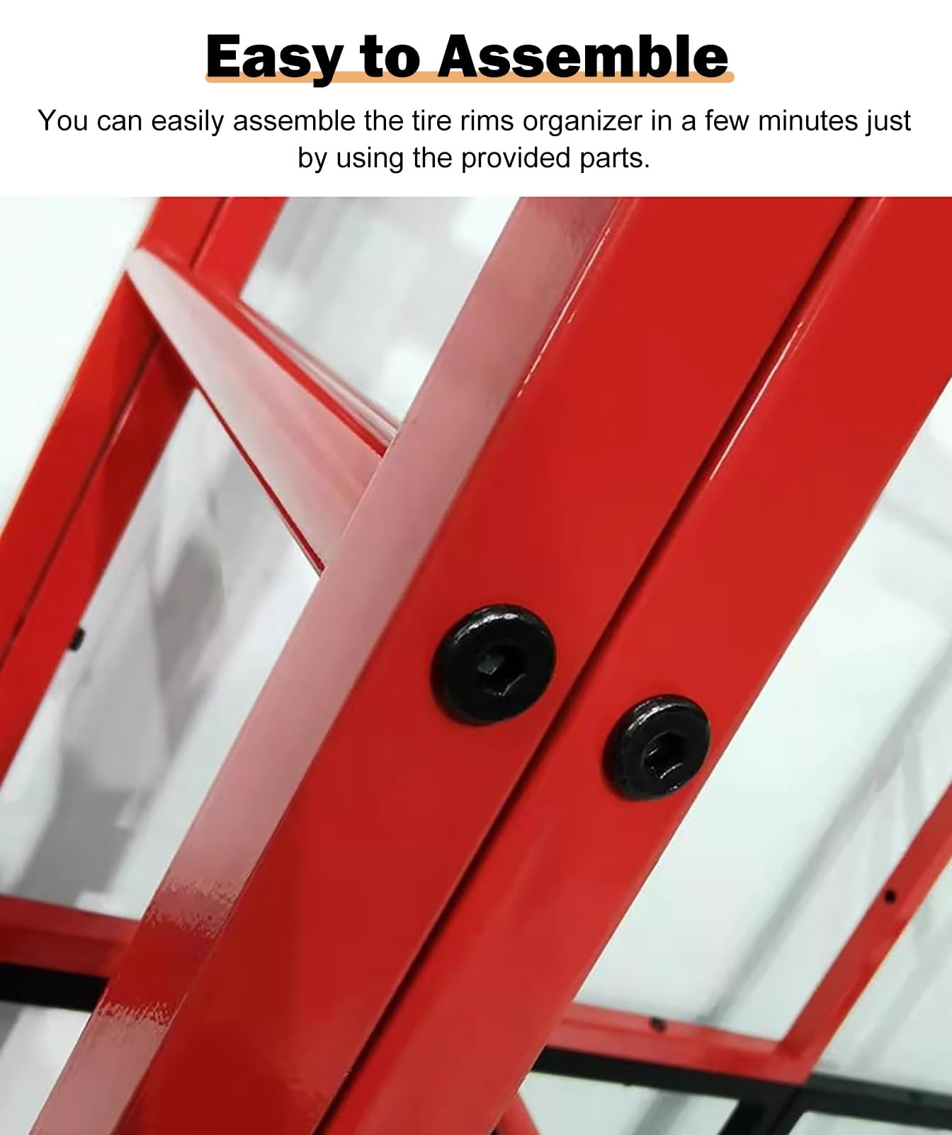 Porta Gomme Auto da Garage Espositore per Cerchi Nero e Rosso, Recipienti in Acciaio Robusto, Parete Espositiva per Cerchi, Supporto Salvaspazio per Cerchi Auto, Organizzazione Garage(3 Square+2 Base)