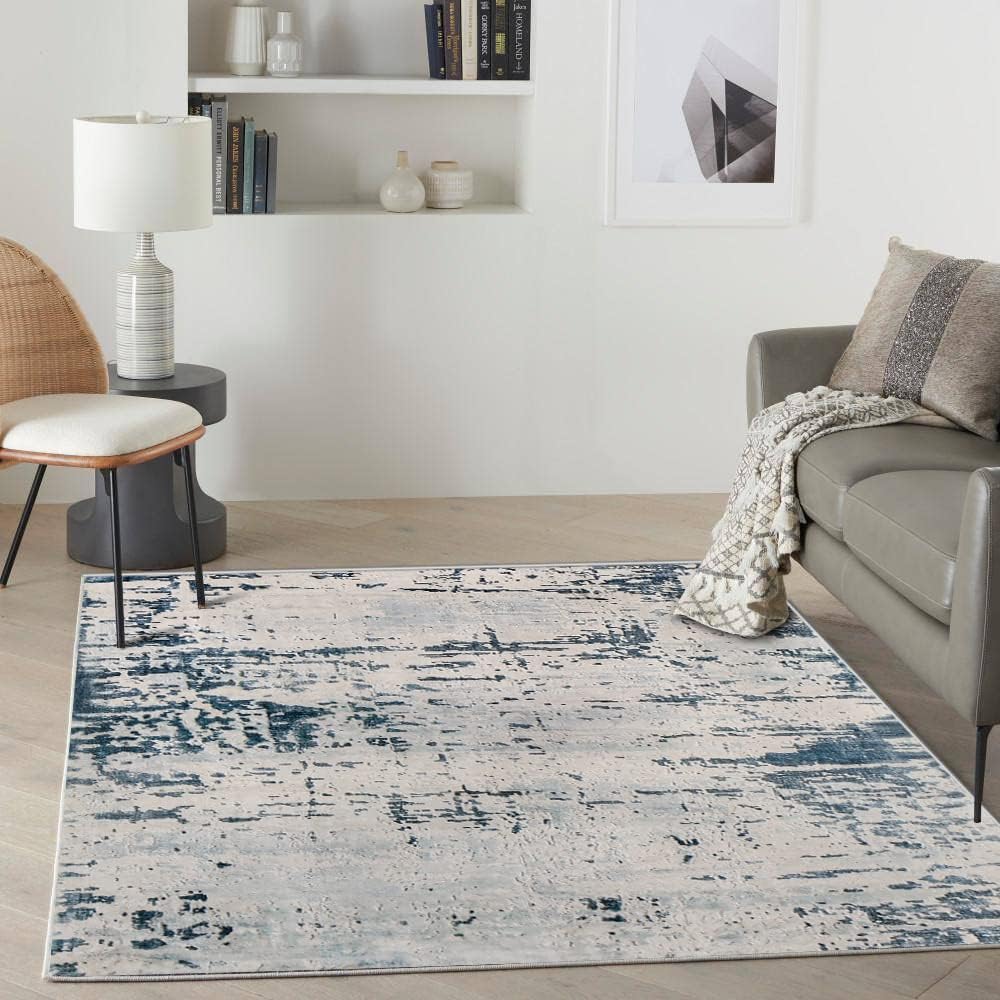 ASIinnsy Tappeto Astratto Tappeto Grigio Blu Tappeti Moderni Soggiorno Antiscivolo Morbido Tappeto Salotto Pelo Corto Tappeti Grandi per Soggiorno Camera da Letto (160 x 200 cm, Blu Astratto)
