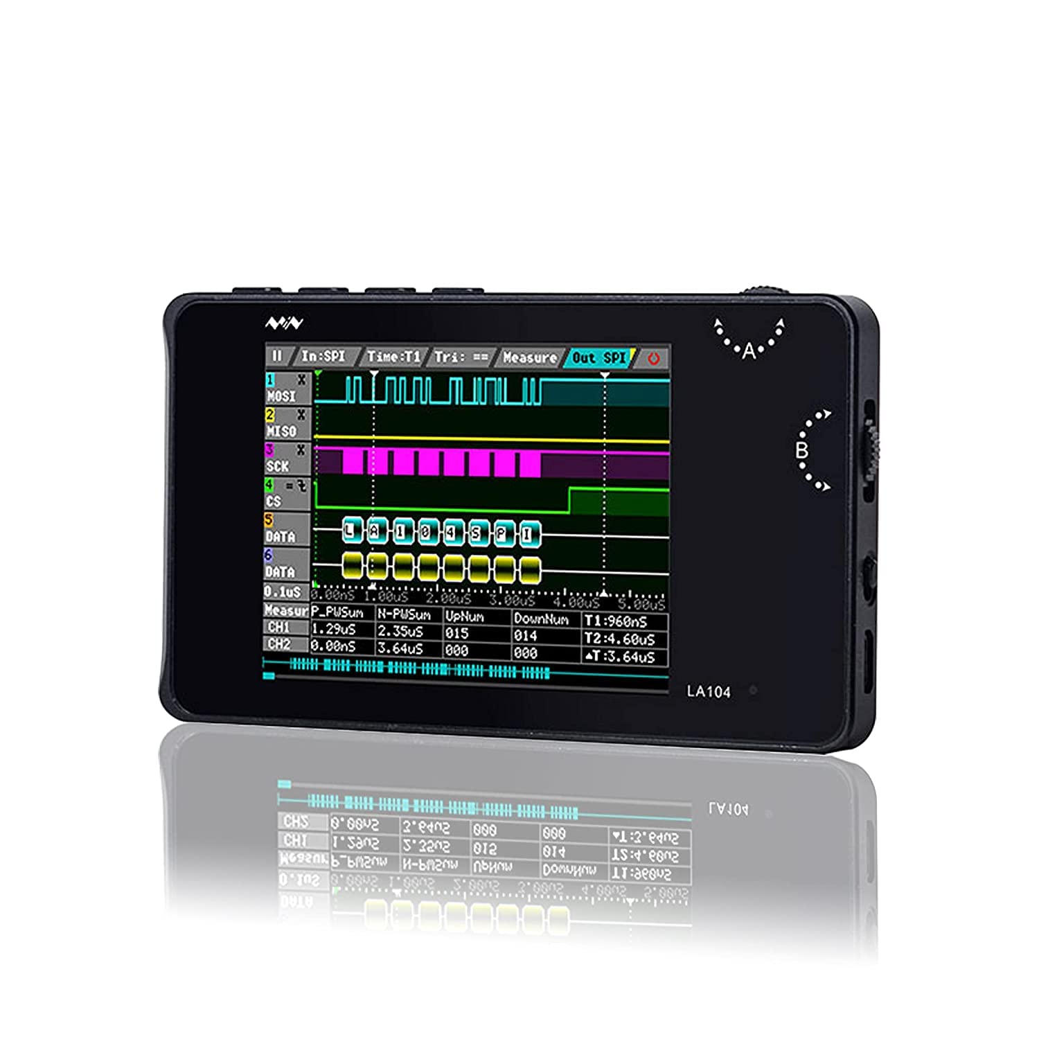 MINIWARE Pocket Logic Analyzer LA104, Portable Mini Size Handheld, Built-in Rechargeable Battery, 4 