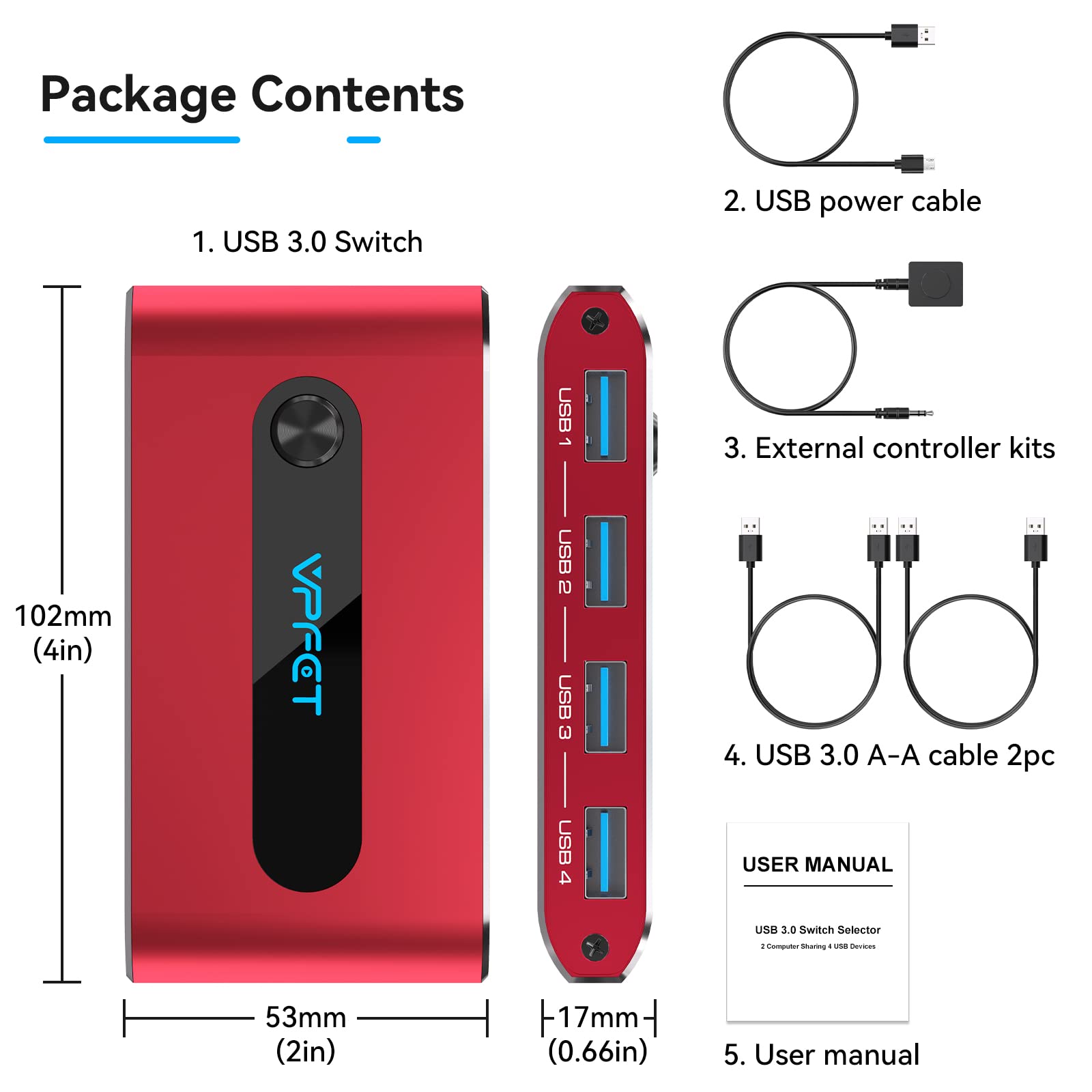 UGREEN Commutateur De Partage USB 3.0 - 2 Ordinateurs, 4 Ports USB - Commutateur Périphérique - Sélecteur Pour PC UGREEN Commutateur De Partage USB 3.0 - 2 Ordinateurs, 4 Ports USB - Commutateur Périphérique - Sélecteur Pour PC