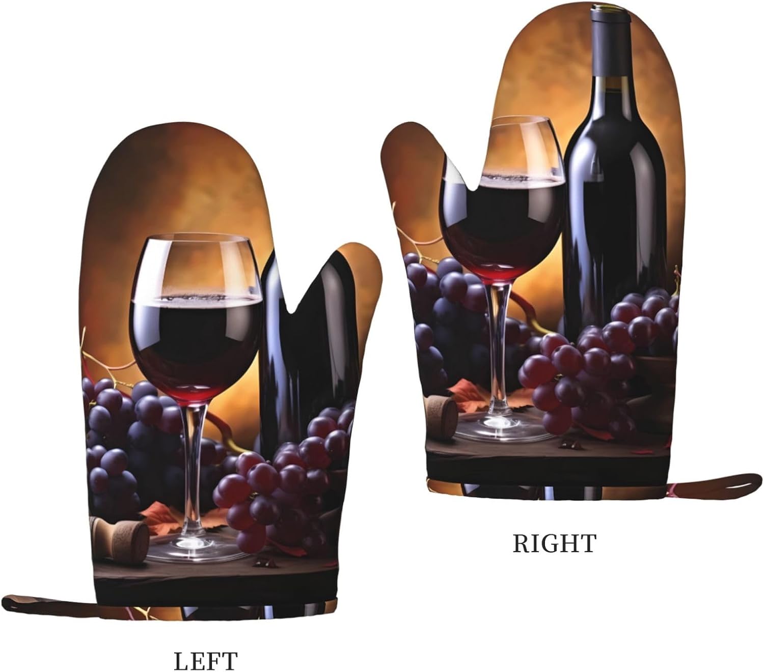 Grape Wine 4pcs Oven Mitts and Pot Holders Sets for Kitchen, Silicone Oven Gloves Non-Slip Potholders Hot Pads for Baking Cooking