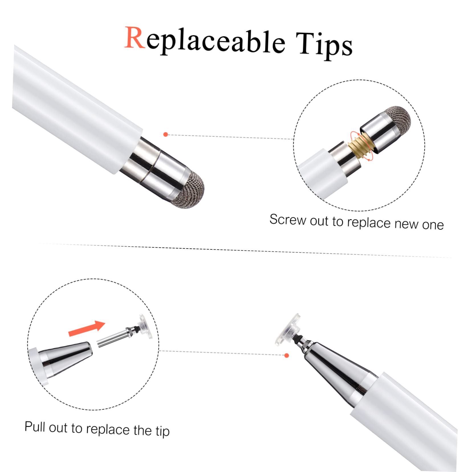 BESTonZON 10 Piezas Lápiz Óptico Digital Lápiz Óptico para Pantalla Táctil Lápiz De Superficie Lápiz Universal Lápiz Táctil Capacitivo Lápiz para Teléfono Aguja Latón Tableta Toque