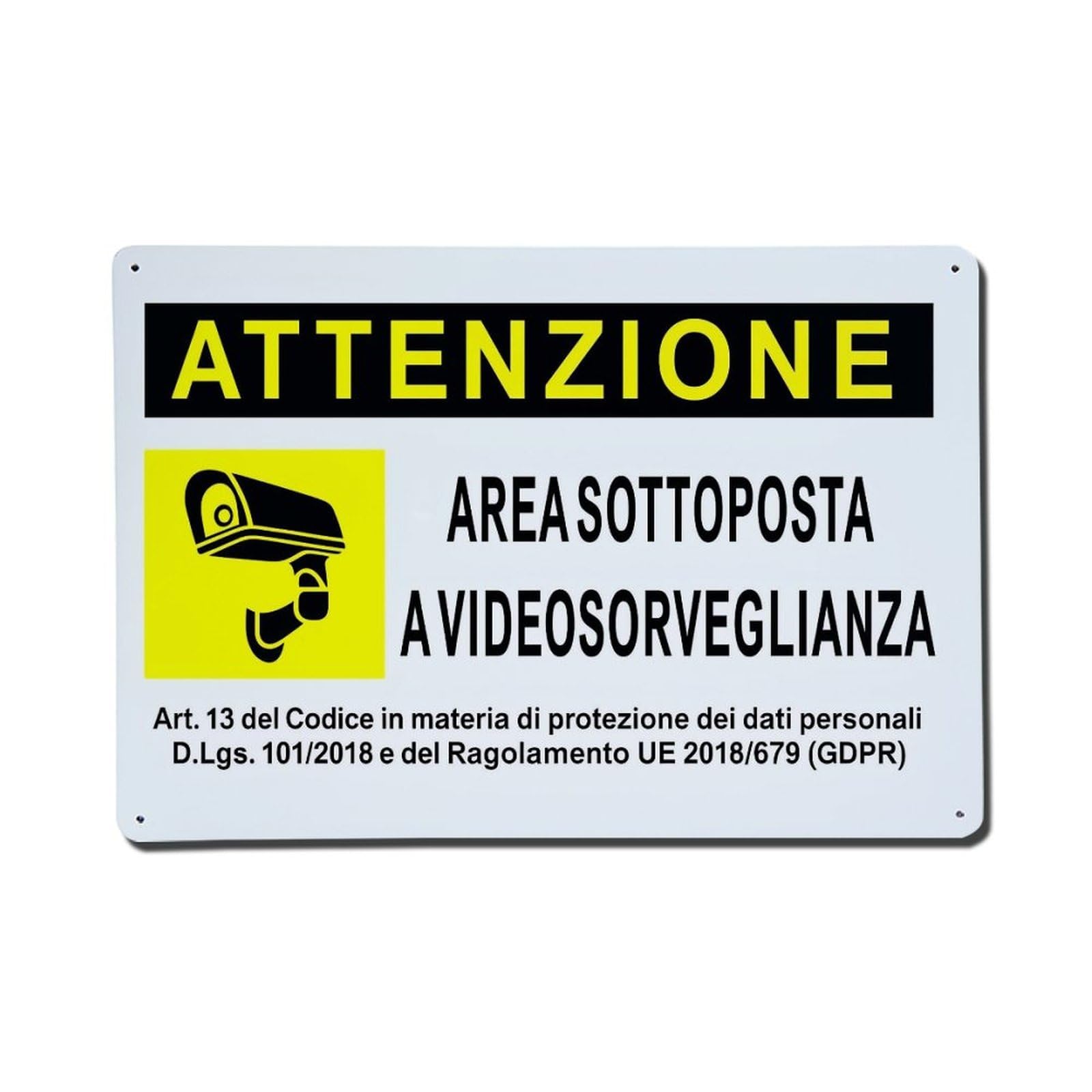 Attenzione Area Sottoposta A Videosorveglianza Metal Tin Sign Plaque