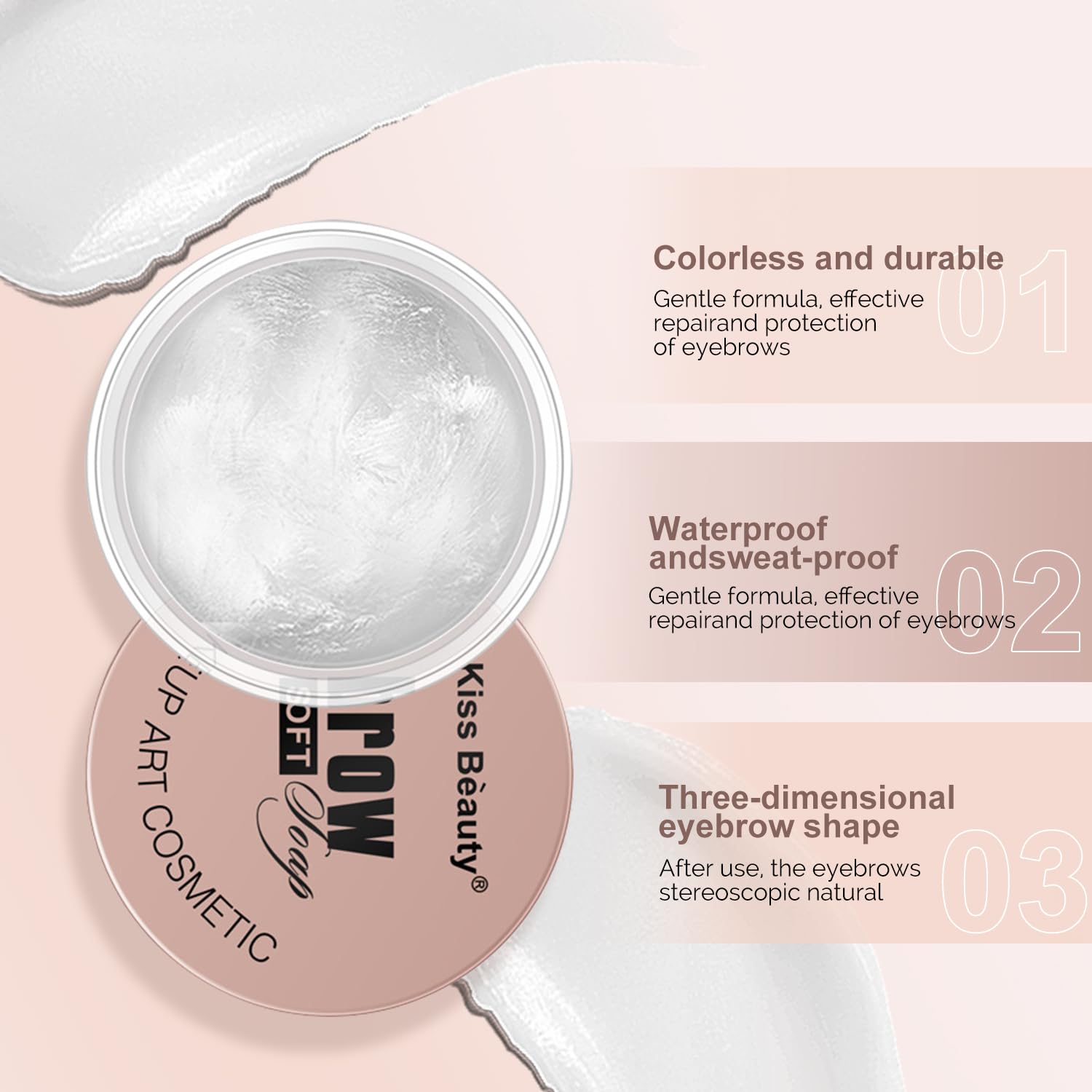 Eyebrow Styling Gel, Eyebrow Wax kit Brow Shaping Wax for Brow Lamination Effect Three-dimensional Eyebrow Soap,Waterproof Quick Drying Eyebrow Makeup (0.53 Ounce (Pack of 2)) Clear)