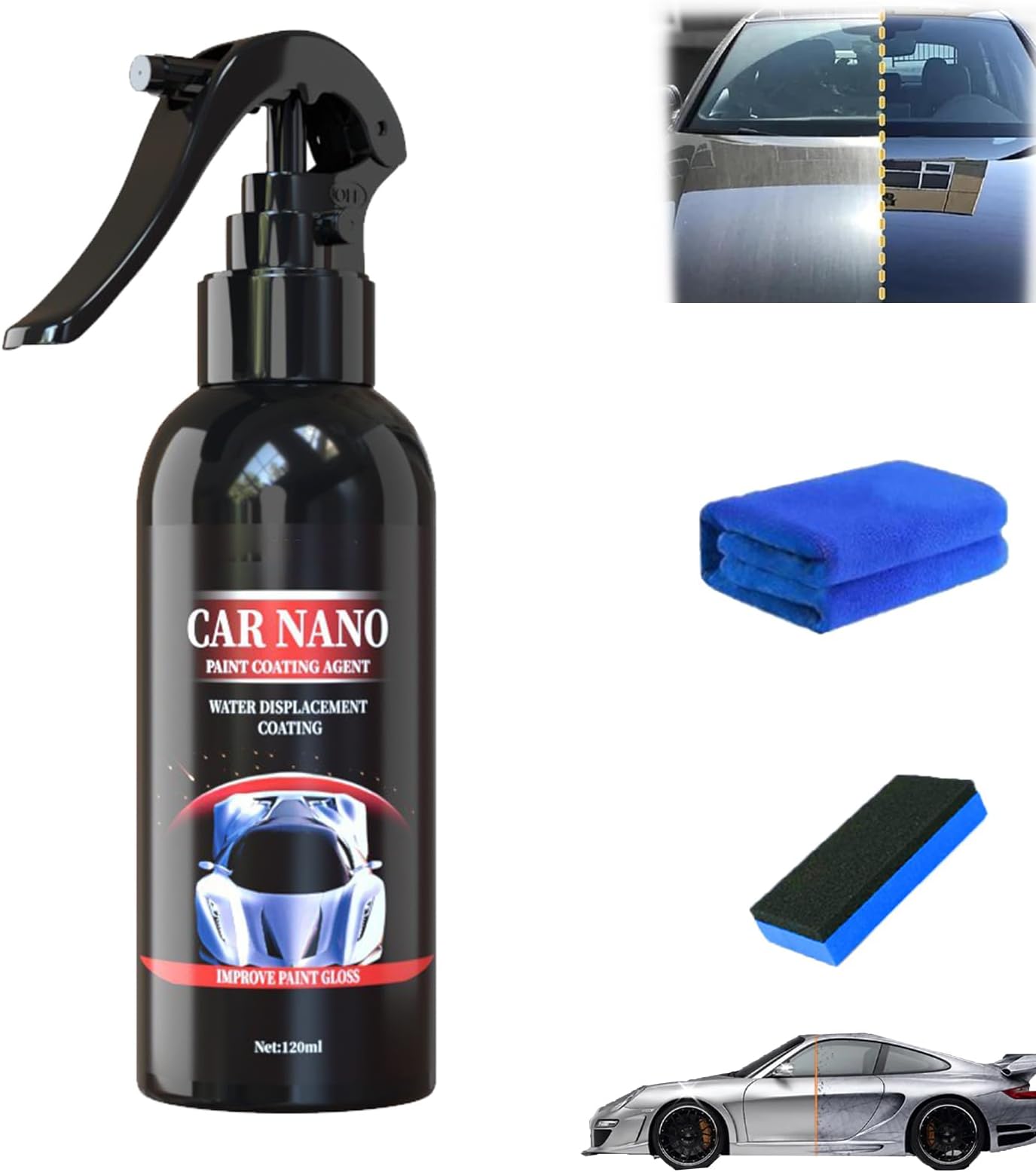 Nurafix Nano Scratch Remover, Nano Car Scratch Repair Spray,Nurafix Car Wax, Nurafix Scratch Repair, Fast Repairing Scratch Spray, Rub and Buff for All Vehicle Paint Care (120ml-1)