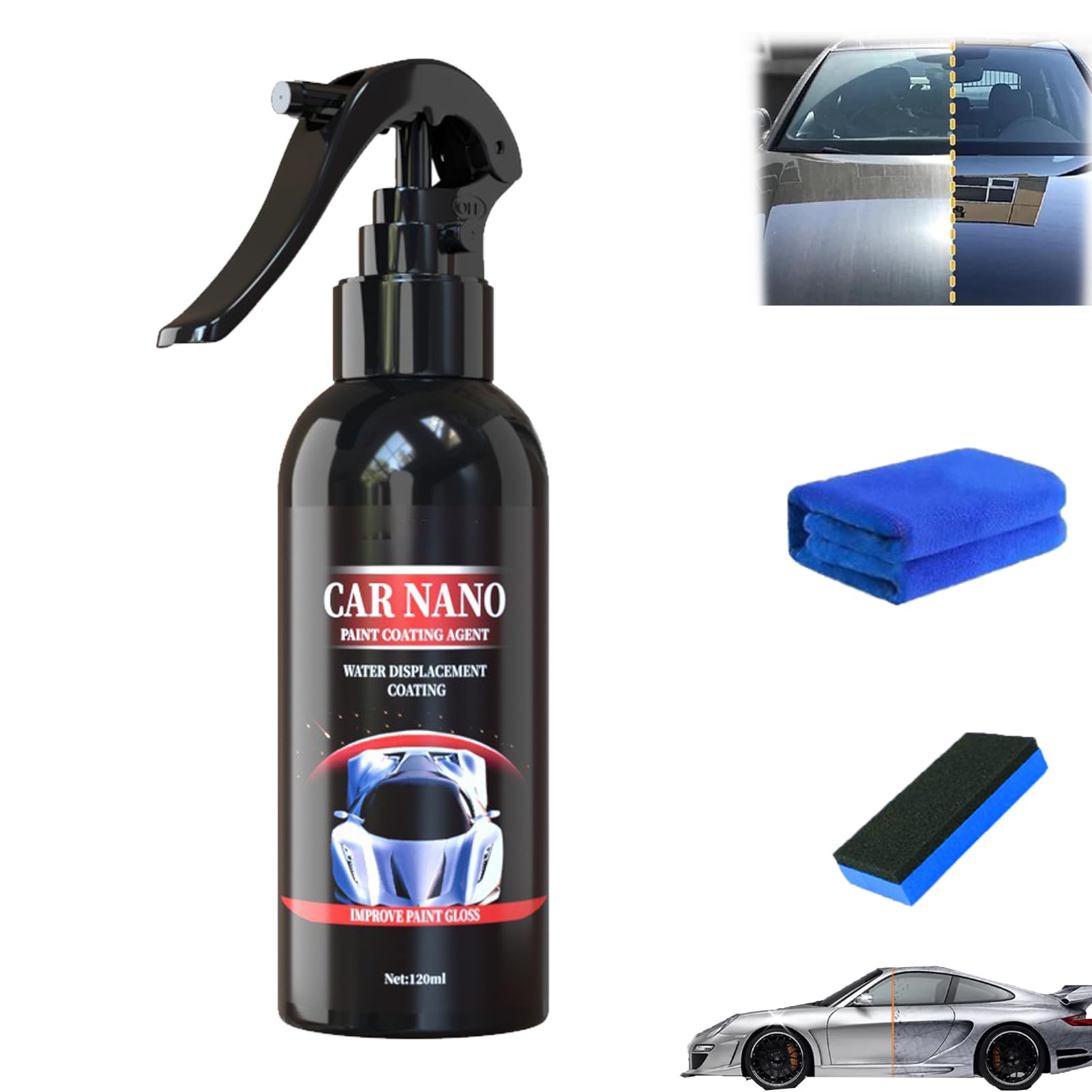 Nurafix Nano Scratch Remover, Nano Car Scratch Repair Spray,Nurafix Car Wax, Nurafix Scratch Repair, Fast Repairing Scratch Spray, Rub and Buff for All Vehicle Paint Care (120ml-1)