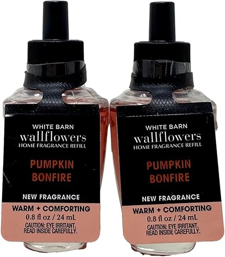 Bath & Body Works White Barn Pumpkin Bonfire Wallflowers - Recambios de fragancia para el hogar, paquete de 2