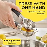 Vista 3 de Exprimidor de Limón Grande de Acero Inoxidable Prensa - Agarre Antideslizante, Resistente, Diseño Manual - Exprimidor de Limón Manual de Grado