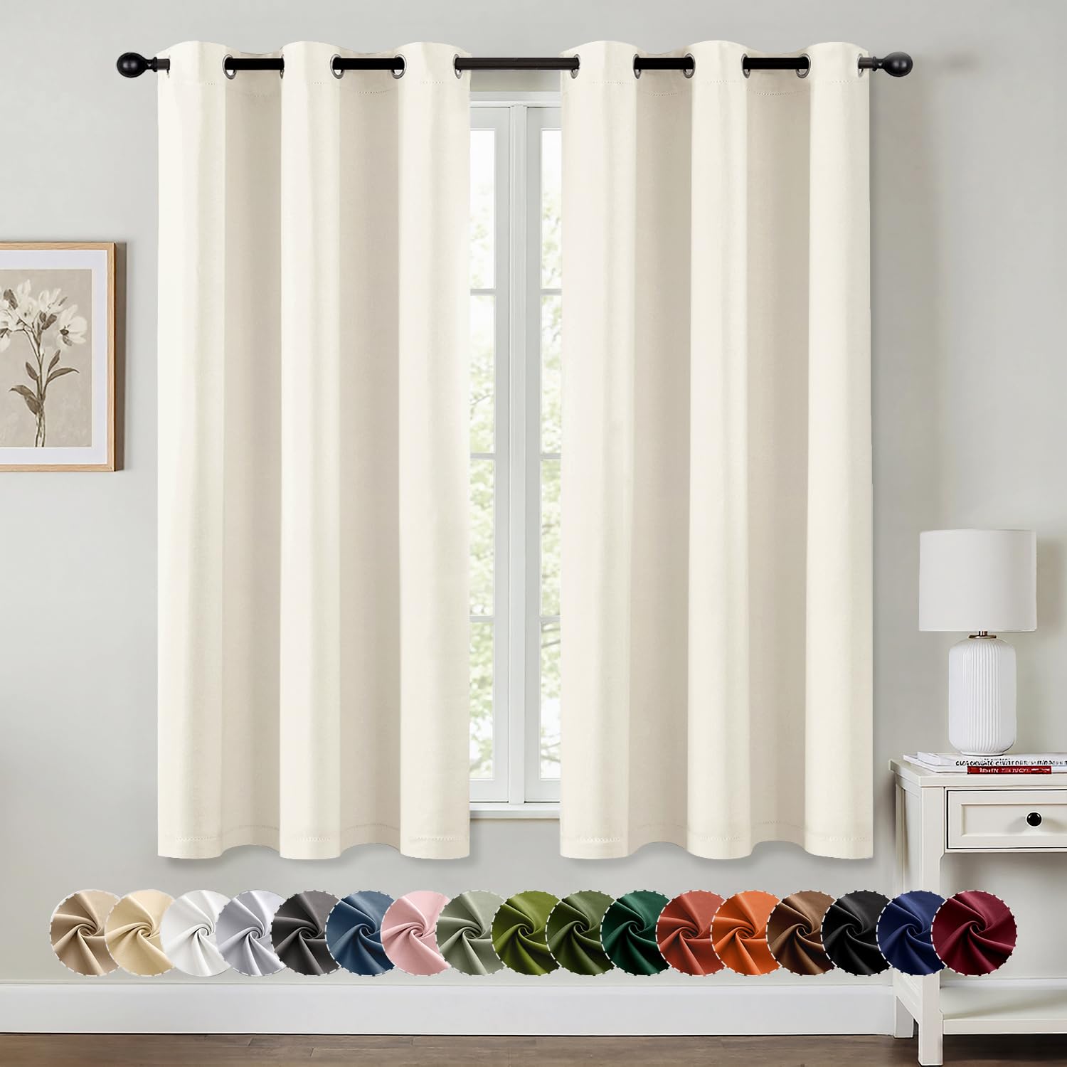 Photo 1 of MIULEE Blackout Curtains for Bedroom Living Room 2 Panels, Thermal Insulated Room Darkening Drapes Grommet Noise Reducing Light Blocking Window Treatments 54 Inches Long 40x54 Inch Birch