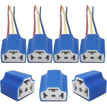 Headlight Socket H4 4 Pieces Fog Light Socket for Headlight Extension Bulb Cable Socket Adapter Wiring Harness CTRICALVER Car Female Plug Light Blue