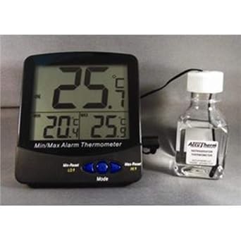Thermco ACC895WB Triple Display Large Digit Digital Thermometer for Waterbaths,50 to 70C with Bottle Media Certified @ +37C with Audible Alarm and NIST Traceable Certificate