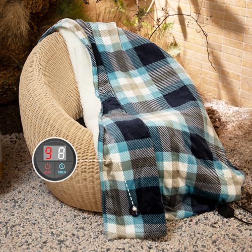 GOTCOZY Electric Throw Blanket 50"X60" - 10 Heat Levels, 9 Timer Settings, One Touch Button, Machine Washable (SkyBlue)
