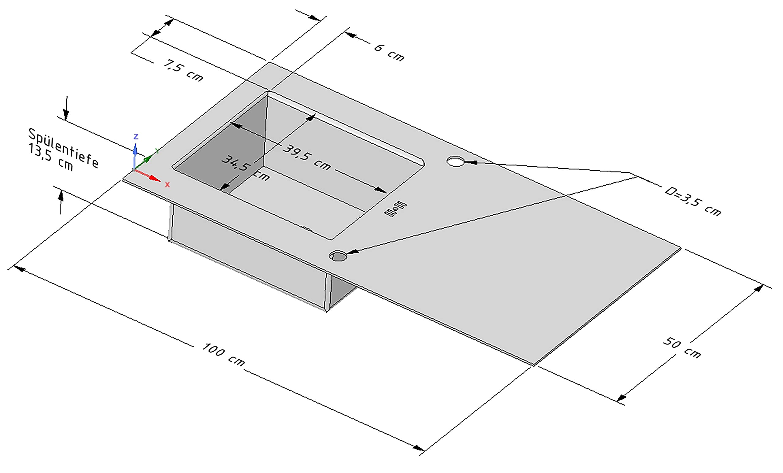 Edelstahlspüle Einbauspüle 1 Becken 100 x 50cm Aufbauspüle Spülbecken Spüle Küchenspüle rechteckig