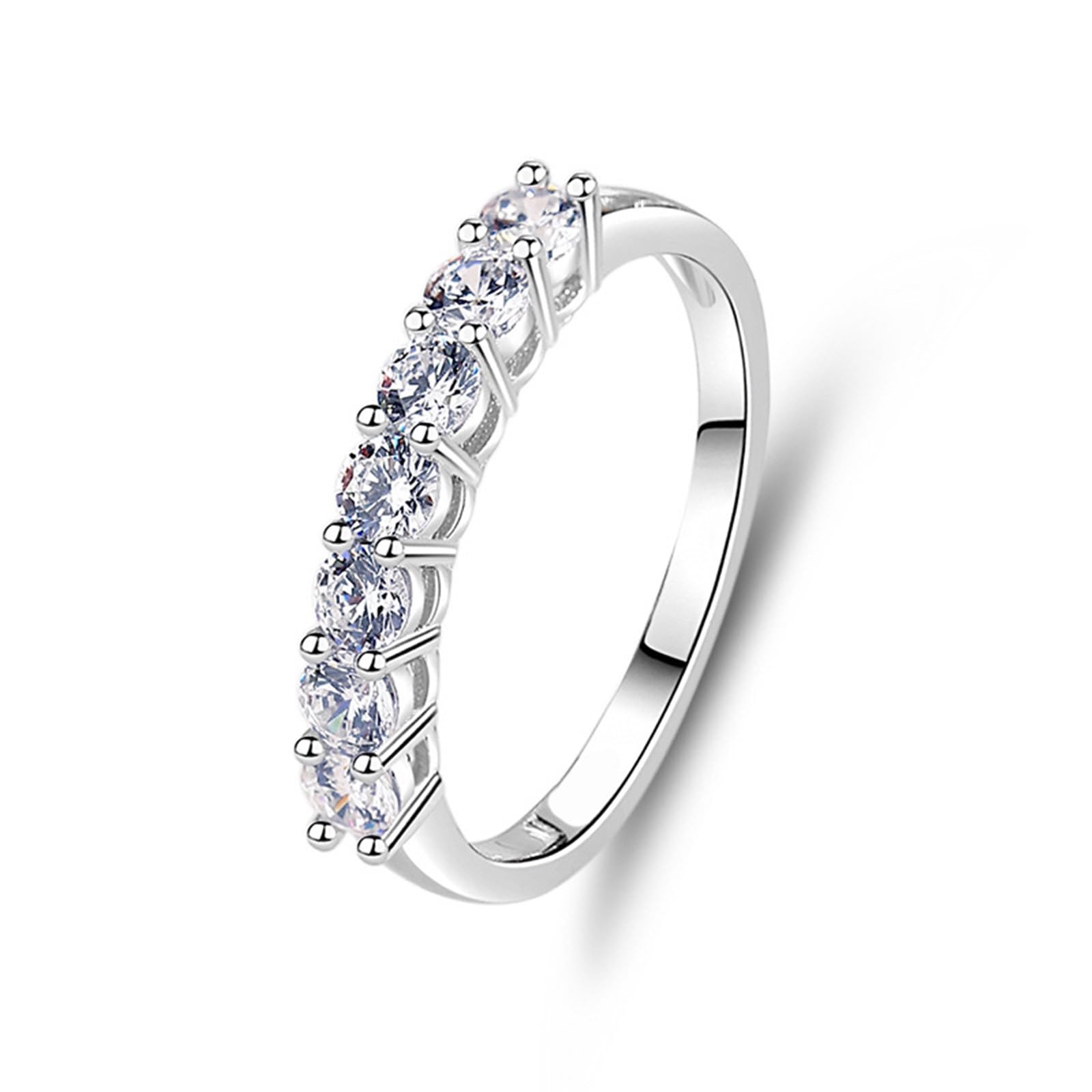 Delikatne złoto 750 pierścionków dla kobiet z moissanitem 0,7 ct, białe złoto, 9K/14K/18K białe złoto/platyna 950, rozmiar 47 (15,0)-65 (20,7)