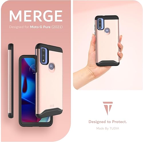 Miniatura 7 de TUDIA Merge - Funda diseñada para Motorola Moto G Pure (2021) XT2163DL, prueba de caídas de grado militar, doble capa a prueba de golpes,