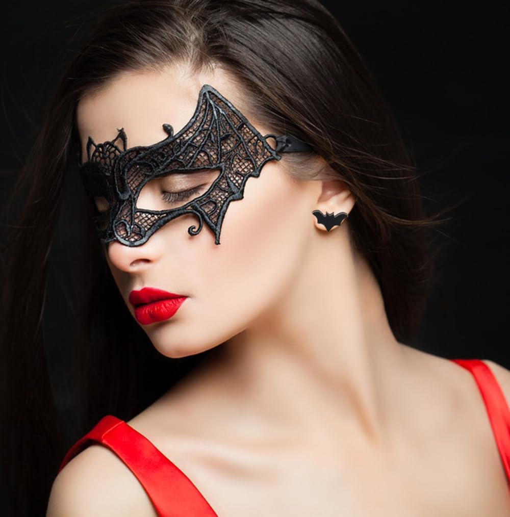 5 Pairs Halloween Earrings for Women Lightweight Wooden Pumpkin Ghost Bat Studs and Spooky Drop Dangle Earrings Holiday Jewelry Set - Image 5